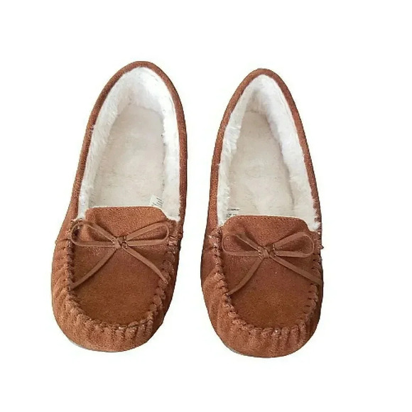Leather Suede Moccasins Comfortable Bohemian Gypsy Slip-On Brown Size Large - Picture 1 of 5
